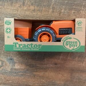 Green Toys orange tractor and wagon, NIB, Made in USA, age 1+